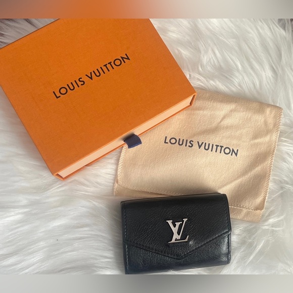 LOUIS VUITTON Portefeuille Lock Mini Wallet Taurillon Leather Black Noir M63921 - Picture 2 of 11